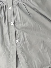 Solid Button Up Lace Panel Blouse