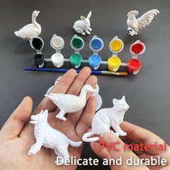 Kids' Painting Set - 9pcs/6 Animals/6 Colors/1 Brush/1 Palette