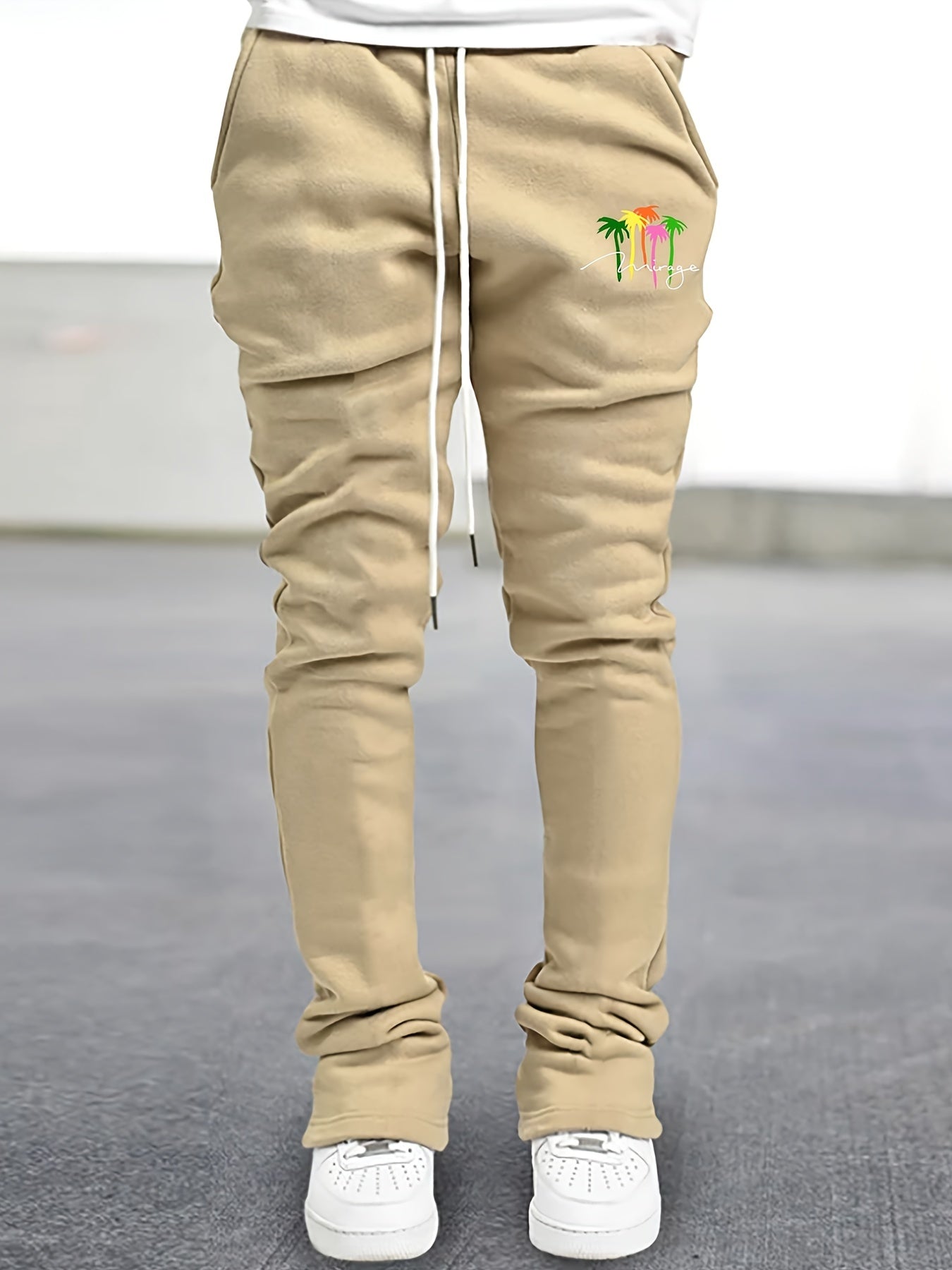 Coconut Palm Pattern Flared Trousers Men s Casual Joggers