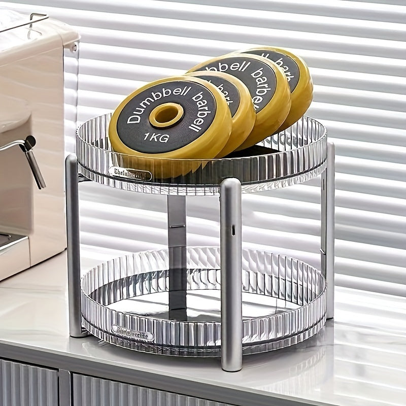 2-tier Cup Storage Rack for Living Room - Rotatable Household Desktop Organizer