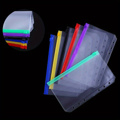 12pcs A6 A5 Coloured 6 Hole Zipper Cash Envelopes Waterproof PVC Loose Leaf Bags