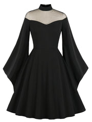 Gothic Dress Mesh Bell Sleeve Swing Party Dress
