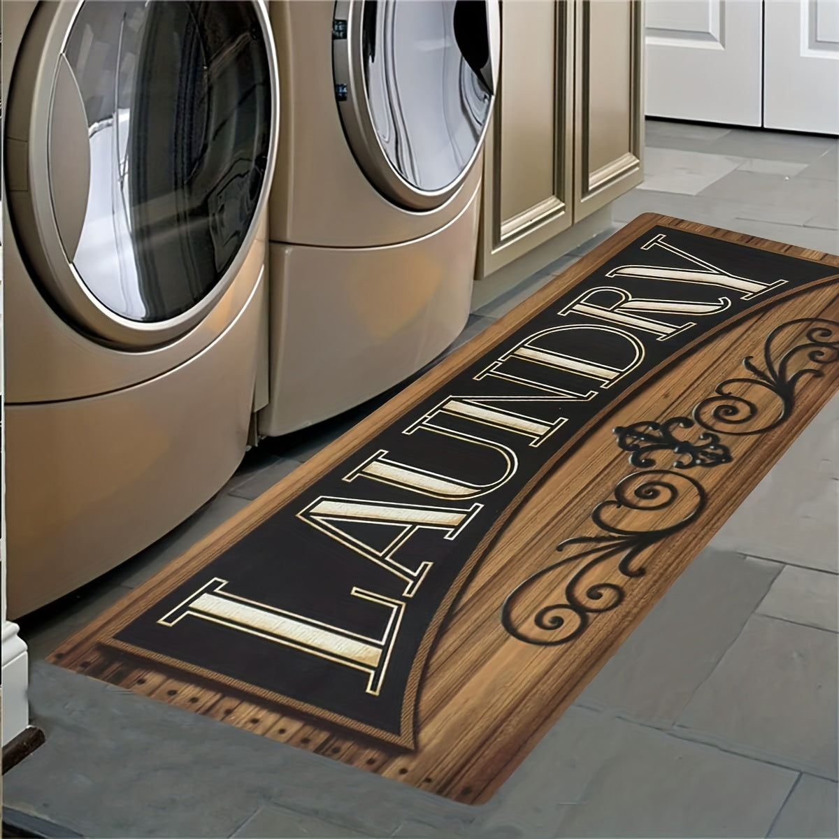 Waterproof Laundry Room Runner Rug Non Slip Machine Washable Entrance Doormat