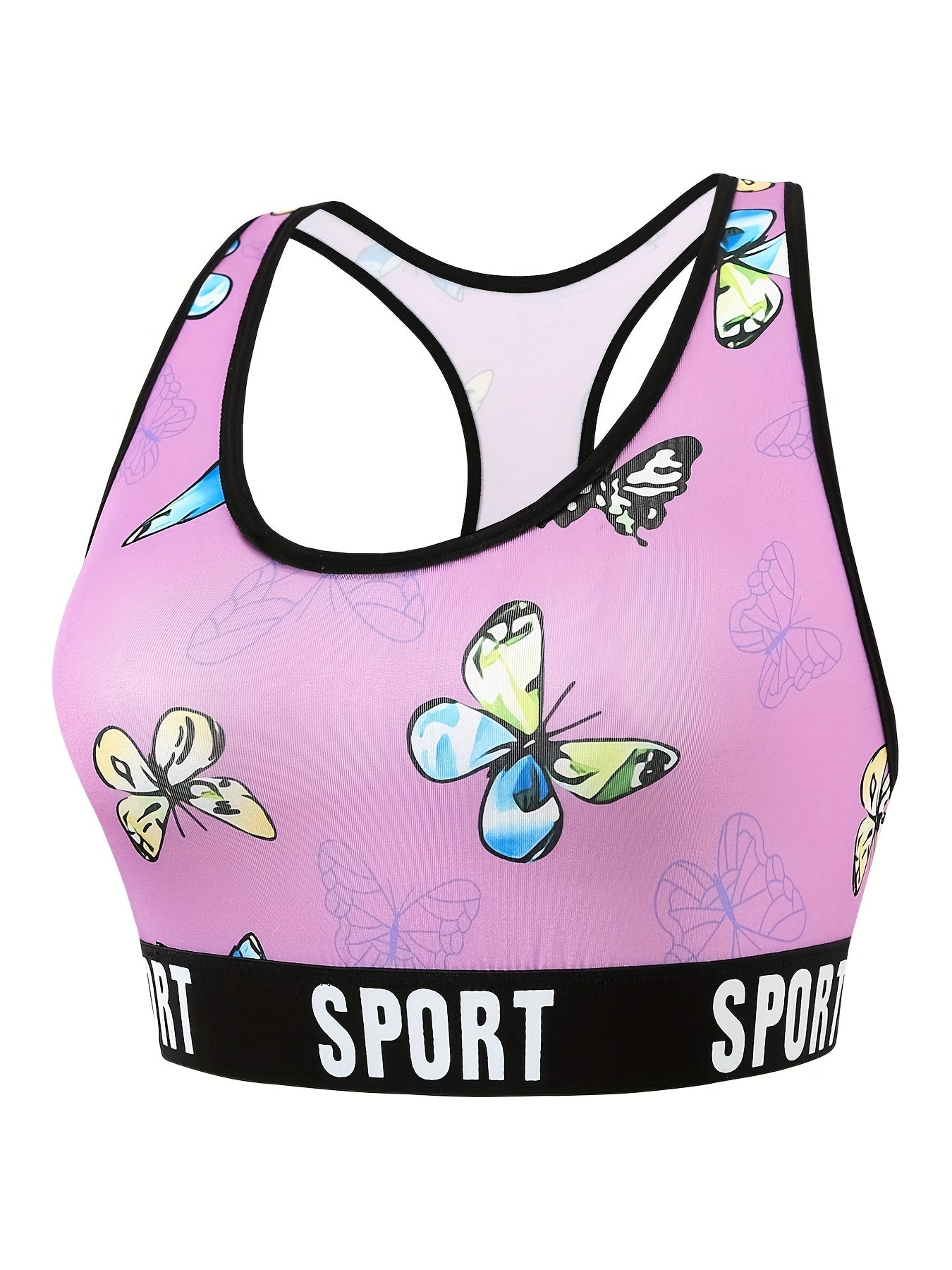 Butterfly Print Racer Back Tank Bra
