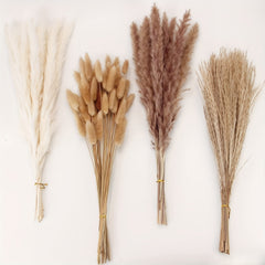80pcs Dried Pampas Grass Decor with Bunny Tails