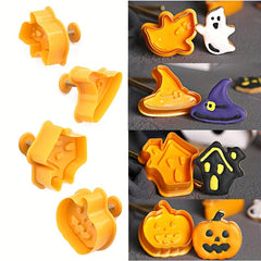 4pcs 3D Cartoon Biscuit Mold DIY Halloween Fondant Mold