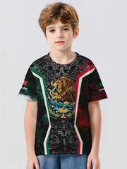 Mexico Flag 3D Print Boys T-Shirt Casual Lightweight Top Summer Kids Clothes