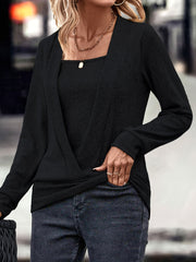 Solid Long Sleeve Knit Top for Women