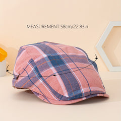 Retro Plaid Pattern Dopamine Style Peaked Cap for Party