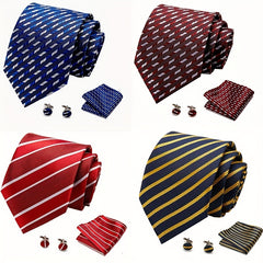 Men's Striped Tie, Handkerchief Set Business Formal College Necktie