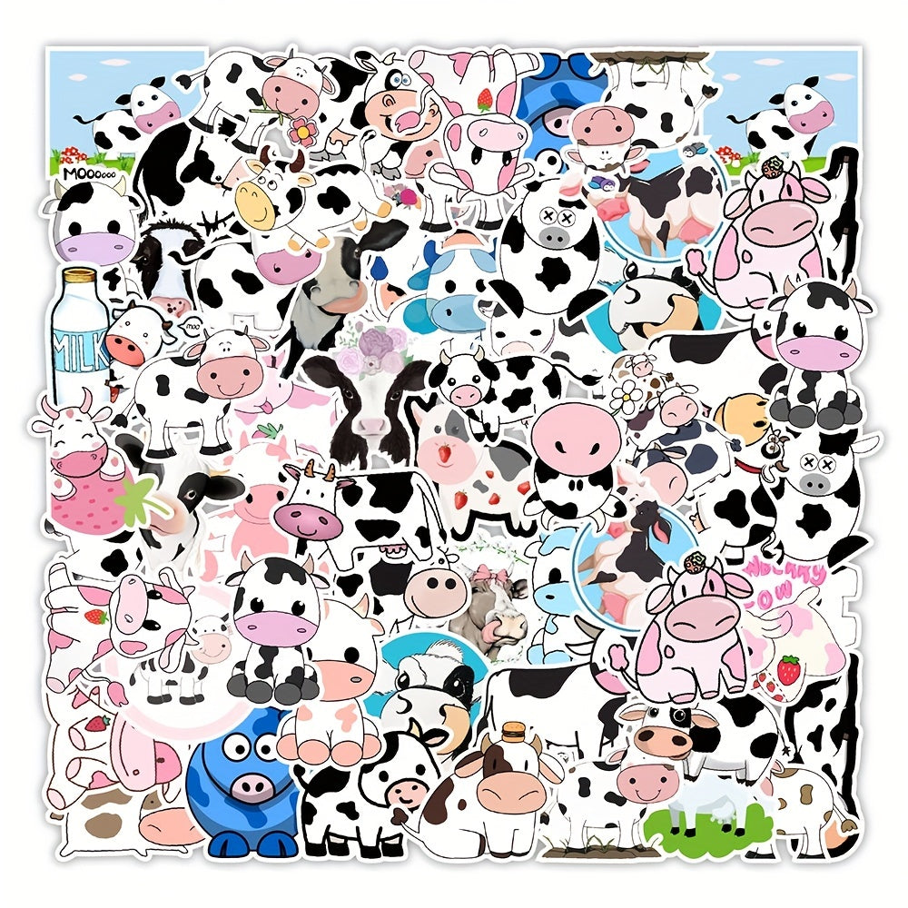 50pcs Cute Cow Doodle Stickers for Laptops, Phones, Desktops