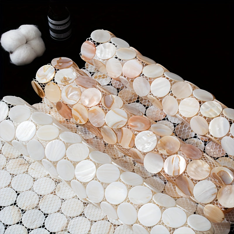 Solid Plastic Bearing Balls Pad Natural Shell Mosaic Round Table Pad