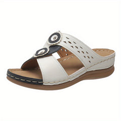 Women's Block Wedge Slides Open Toe Casual Slides