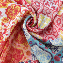 Boho Floral Print Scarf Vintage Tassel Shawl Windproof Head Wrap