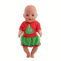 Christmas Tree Print Dress for 18 Inch Dolls