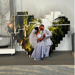 Custom Heart Shaped Photo Block Puzzle for Him Her