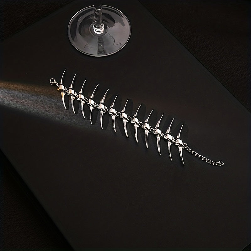 Punk Style Thorns Fishbone Bracelet for Halloween Party