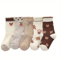 5 Pairs Girls Princess Socks Thin Mesh Comfy Children's Socks