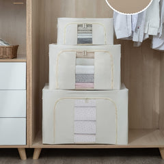 Portable Clothes Storage Drawer Box With Window & Support Rack