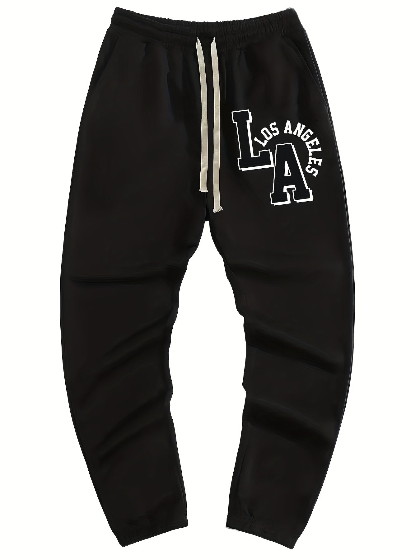 Men's Letter Print Joggers Casual Loose Fit High Stretch Waist Pants