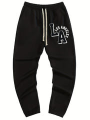 Men's Letter Print Joggers Casual Loose Fit High Stretch Waist Pants