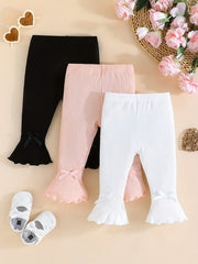 Baby Girls Bowknot Flared Leggings Set Kids Comfy Trousers