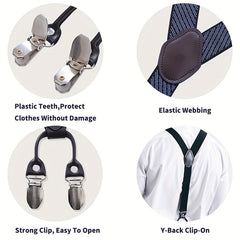 Men's Elastic Adjustable Y Back Clip on Suspenders