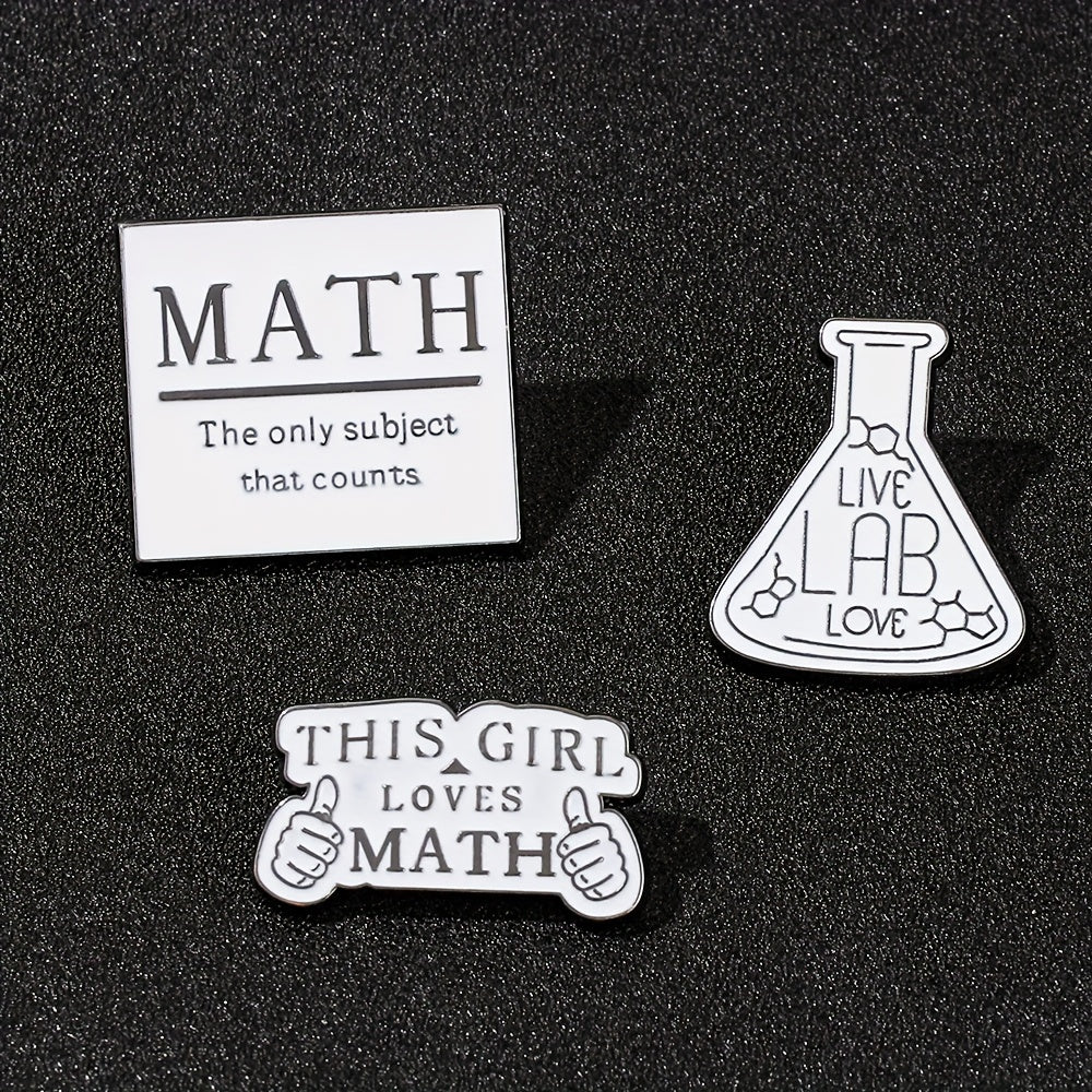 Chemical Bottle Alphabet Brooch Lab Pin Cartoon Scientist Beaker Gift