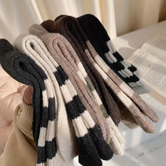5 Pairs Striped Crew Socks Women's Stockings