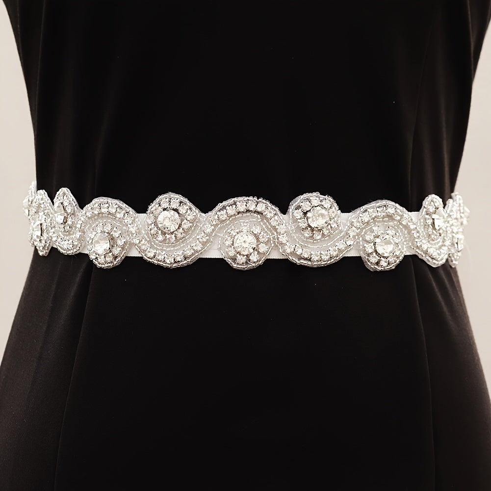 Rhinestone Bridal Belt Wedding Dress Waist Chain Sash Silvery Belt Handcrafted