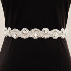 Rhinestone Bridal Belt Wedding Dress Waist Chain Sash Silvery Belt Handcrafted
