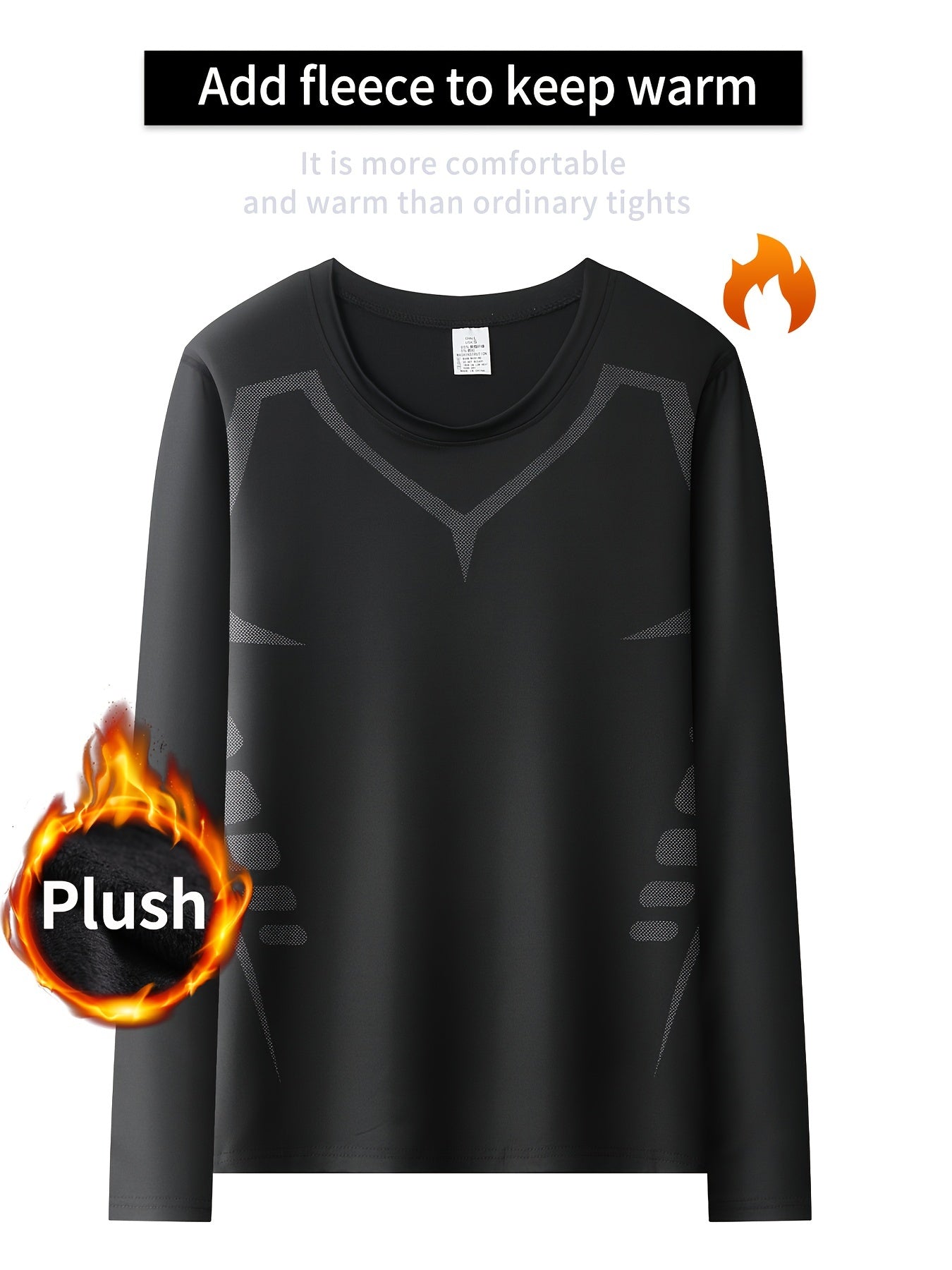 Men's Fleece Compression Shirt for Outdoor Fitness