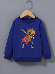 Kid's Pumpkin Skeleton Hero Pattern Sweatshirt Long Sleeve Top