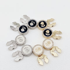 2 Rhinestone Rose Pattern Button Covers - Fashionable Novelty Hidden Buttons