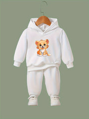 Cartoon Lion Print Hoodies Pants Set For Kids Spring Fall Sports Gift
