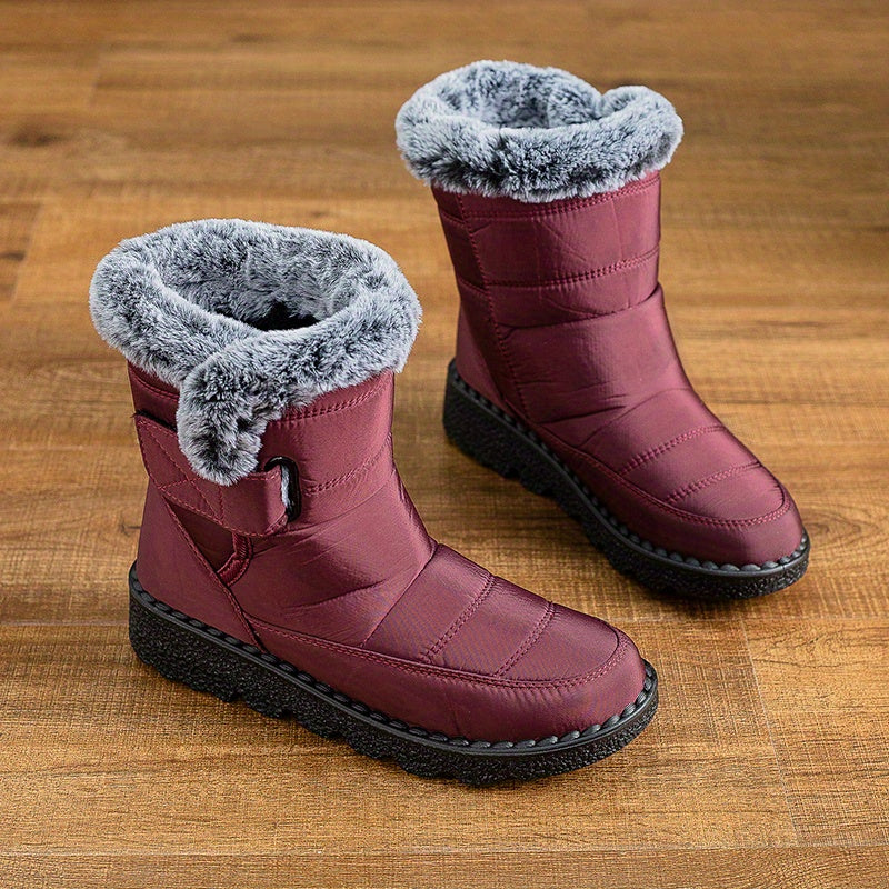 Women's Solid Snow Boots Fur Lined Winter Outdoor Boots