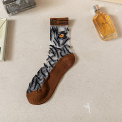 5 Pairs Letter Print Socks Comfy & Breathable Sheer Mesh Women's Stockings