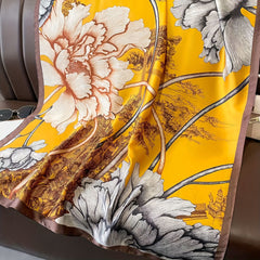 Long Silk Scarf Print Satin Shawl Wrap Cape For Women