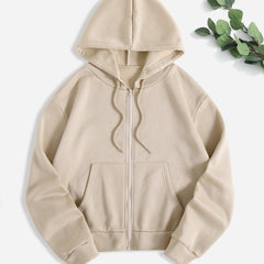 Women's Zipper Hooded Fall Loose Hoodie