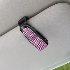 Car Sunshade Clip Rhinestone Decor Visor Glasses Holder