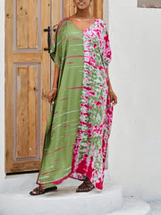 Casual Tie Dye Bat Sleeve Cover Up Dress