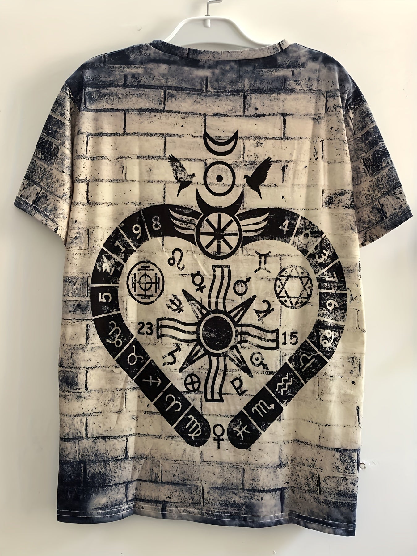Ethnic Style Heart Brick Print Men's Short Sleeve T-shirt