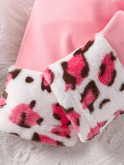 Infant Baby Girls Fleece Leopard Print Pants Elastic Waist Casual Trousers