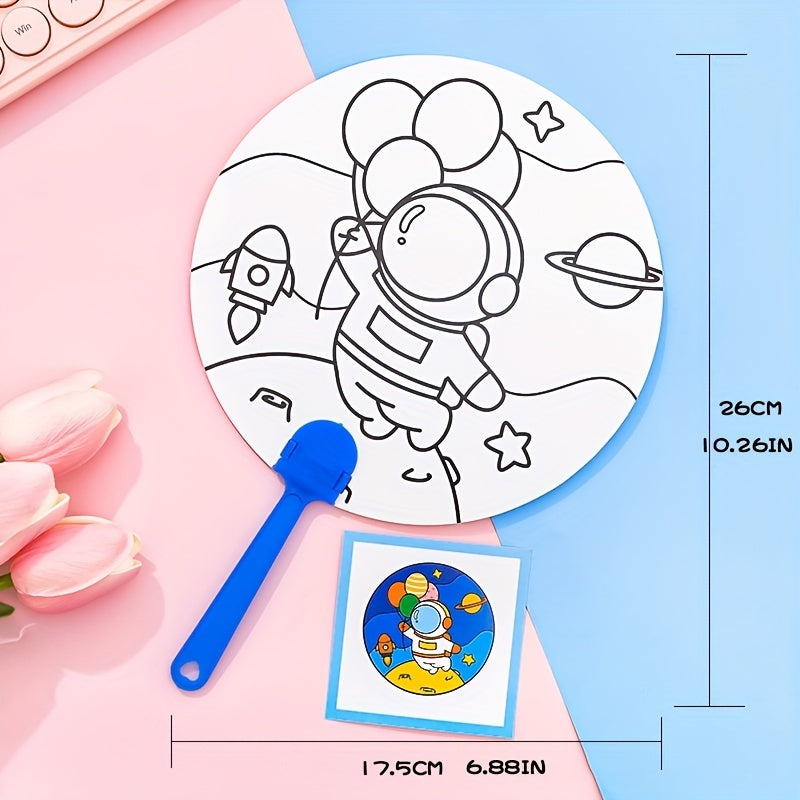 Cartoon Paper Fan Diy Painting Blank Hand painted Fan Graffiti Round Fan