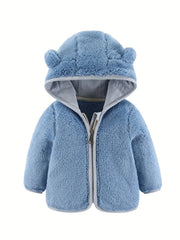 Bear Ear Hoodie Toddler Fleece Jacket Zip Up Teddy Coat