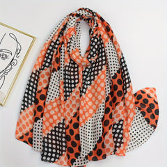 Polka Dot Printed Scarf Vintage Block Shawl Boho Head Wrap Women