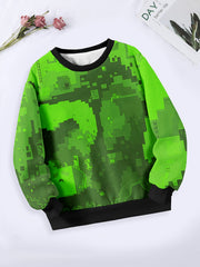 Girls Geometric Pattern Crew Neck Sweatshirt