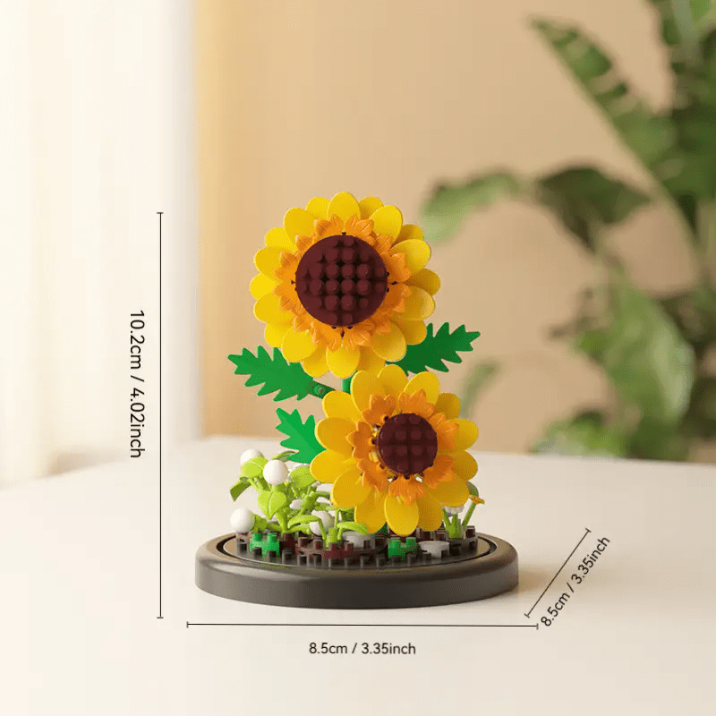 Mixed Plastic Flower Building Blocks DIY Rose Sunflower Tulip Lily Peony Jasmine