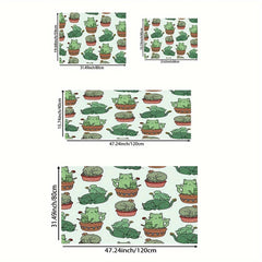 Cactus Pattern Rug Small Potted Plant Print Carpet Machine Washable Mat
