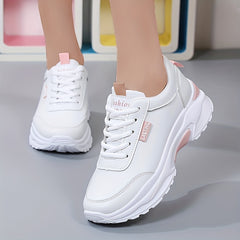 Women's Platform Sneakers Lace Up Low Round Toe Non slip Shoes